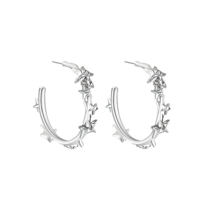 SUMIYAKI星星脑袋很难拒绝的耳圈 甜酷星星C圈耳环夸张耳饰显脸小