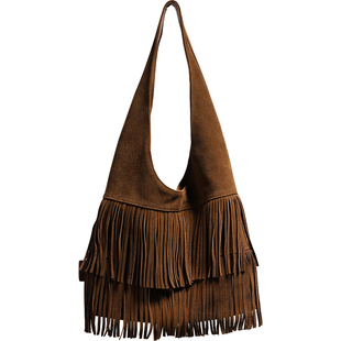 【小优家包包】HOYOZI流苏包 真皮磨砂托特包包女2025秋单肩大包