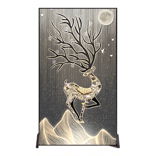 定制新式轻奢高级感3D立体浮雕肌理画铝合金屏风隔断玄关移动挡板