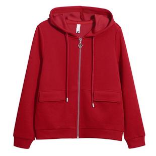 拉链开衫连帽卫衣女韩版长袖显瘦女款2025春装新款爆款酒红色外套