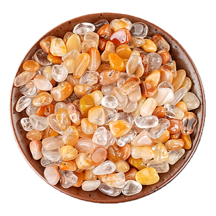 天然黄兔毛水晶碎石摆件发晶原石矿物晶体标本鱼缸造景石头边角料