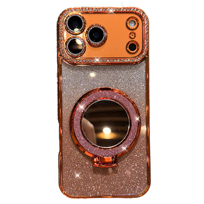 闪粉镜子磁吸支架苹果水钻手机壳