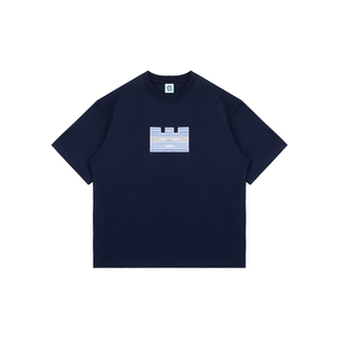 TGWALL「溯源小方块」贴布十字绣花宽松情侣纯棉短袖T恤男女上衣