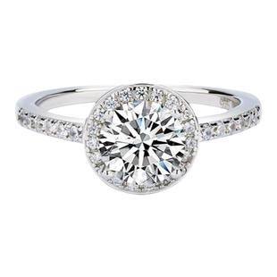 右手等待公主圆包1克拉D色莫桑钻戒指S925纯银情侣对戒结婚戒指女