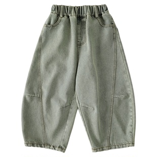 男童牛仔裤2026春装新款春秋款儿童长裤休闲裤弯刀裤阔腿韩版舒适