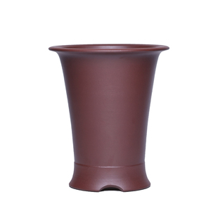 清香阁紫砂紫泥平口高兰花盆宜兴手工蕙兰墨兰桌面古典大口径花器