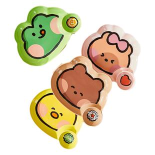 布朗熊饺子盘带醋碟陶瓷创意好看的水饺专用分格盘精致卡通早餐盘