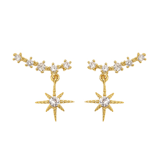 Cinderella八芒星复古无痛耳夹简约气质耳环蚊香盘耳饰无耳洞女夏