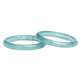A货蓝水翡翠素圈戒指冰种玉石戒圈指环细尾戒吊坠饰品闺蜜礼物女