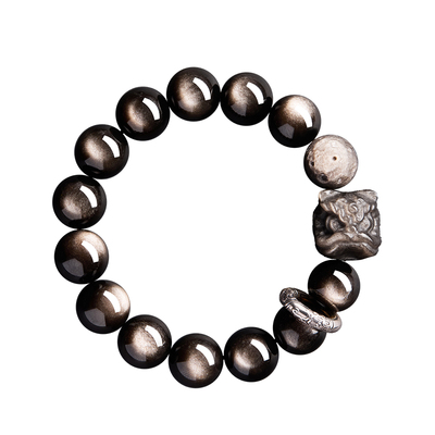 【100%官方正品】银曜石貔貅手串