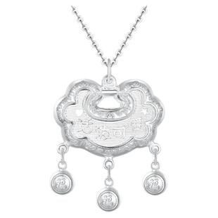 中国黄金活泼可爱童锁足银999吊坠铃铛锁吊坠送宝宝周岁百天礼物