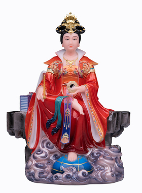 汉白玉地母后土娘娘神像供奉摆件