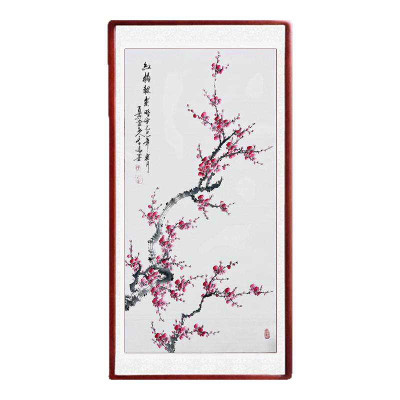 手绘国画梅花真迹玄关装饰画