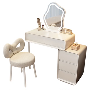 新款实木小户梳妆台卧室60cm现代简约奶油风化妆台主卧斗柜化妆桌