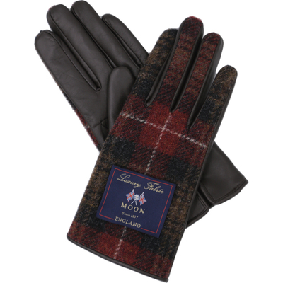英国Moon羊毛粗花呢拼绵羊皮手套