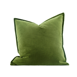 法式『日落巴黎』高级复古油画绿色磨砂绒靠垫抱枕样板间别墅方枕