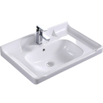一体陶瓷盆半嵌入式洗手盆卫生间洗漱台洗脸盆方形台上盆面盆单盆