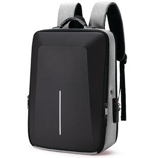 双肩包男士商务背包硬壳电脑包15.6寸笔记本包大容量通勤金属框架