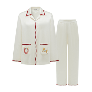 丁程鑫同款】Not Just Pajama 真丝撞色波浪织带情侣款长袖睡衣