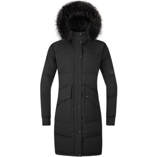 探路者羽绒服女秋冬季户外保暖舒适连帽外套中长款休闲女士鹅绒服