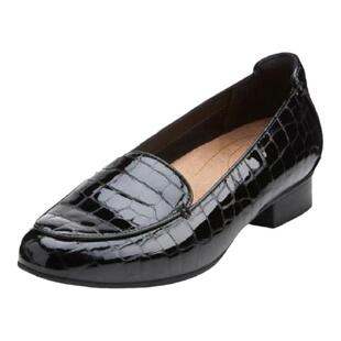 Clarks/其乐女鞋瓢鞋皮鞋鳄鱼纹低跟粗跟单鞋商务正品26113458