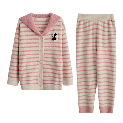 贝妍女冬款甜美学院风半边绒睡衣