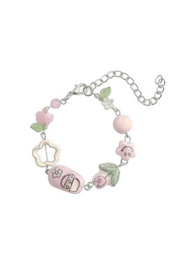 甜美少女粉色郁金香陶瓷手链