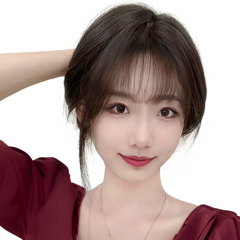 美禾 小面积无痕双递针真发假发片 头顶补发遮白发增发量假发发片