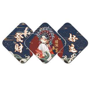 国潮风墙面装饰网红打卡照片区餐饮烧烤火锅店铺氛围布置背景墙贴