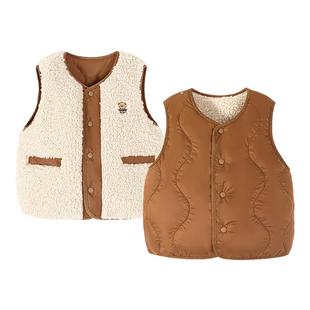 迷你巴拉巴拉男女童夹棉马甲2025冬季新款儿童宝宝羊羔毛保暖背心