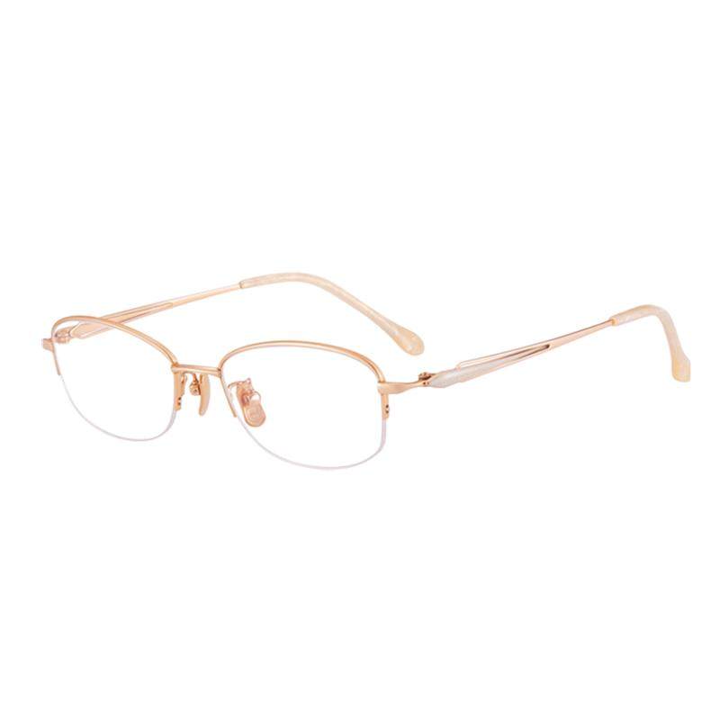 网上可配有度数近视眼镜女超轻纯钛半框素颜显脸小防蓝光眼睛镜框