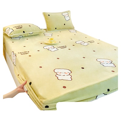 A类母婴级牛奶绒抗菌保暖床笠