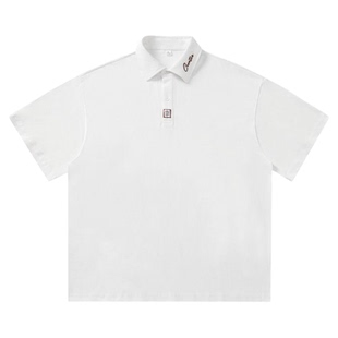 青少年文艺风polo衫男短袖纯棉夏季半袖t恤男款2026新款白色体恤