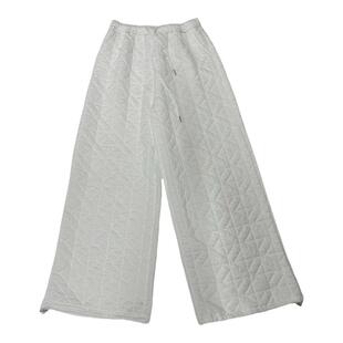 菱格夹棉羽绒棉女2025不规则宽松复古时尚高级松紧腰休闲显瘦长裤