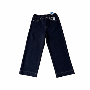 木木崧大码密密绒普洗蓝奶奶裤女冬季九分松紧高腰弹力直筒牛仔裤