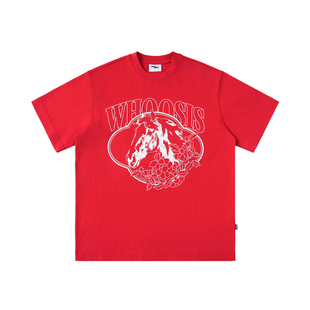 WHOOSIS（不知其名）新年马年限定印花烫钻短袖T恤休闲情侣男女潮