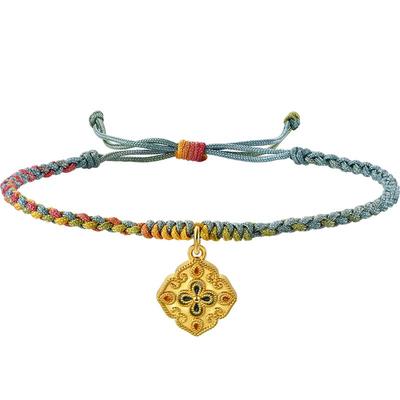 周生生四方如意黄金珐琅手链