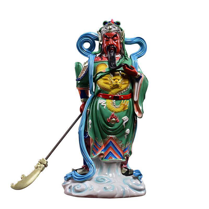 戴玉堂德化陶瓷韦陀珈蓝佛像客厅供奉韦陀菩萨武财神关公像摆件