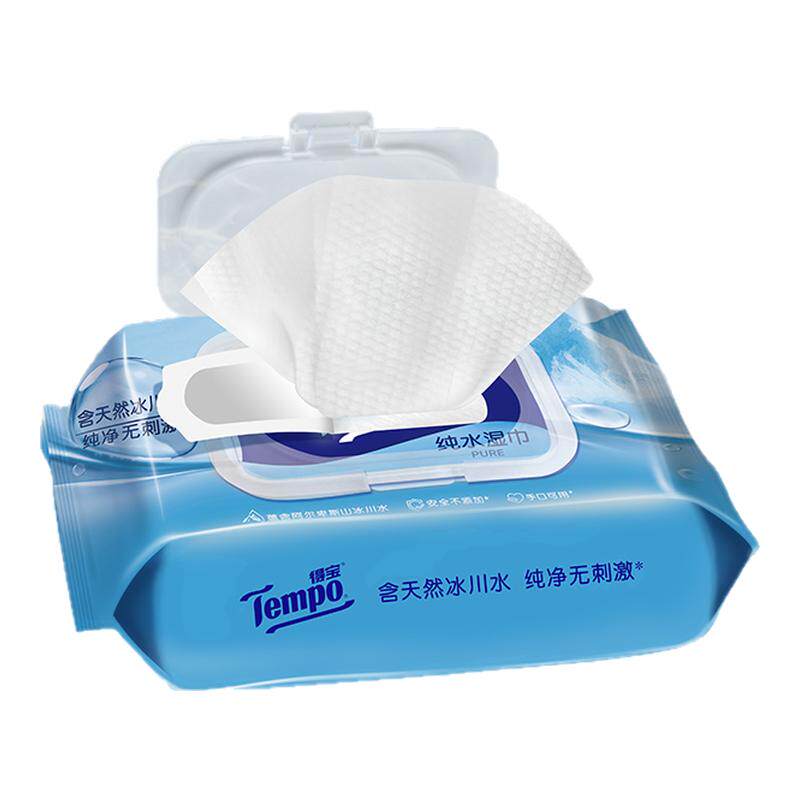 Tempo得宝湿巾冰川水80片任选大规格擦汗加厚冰感亲肤家用装a