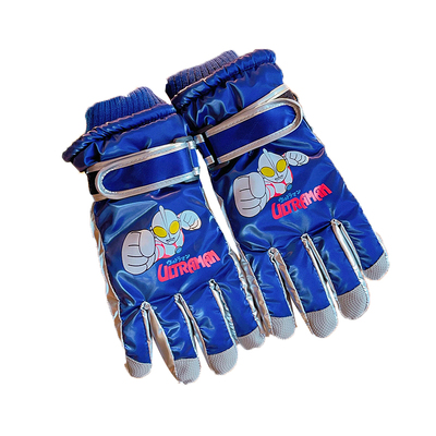 奥特曼滑雪手套儿童冬季防寒保暖五指套男童冬天玩雪骑行防风防水