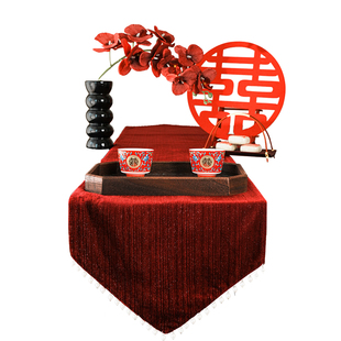 婚房布置客厅结婚装饰摆件新房茶几桌面中式订婚摆台婚礼敬茶套装