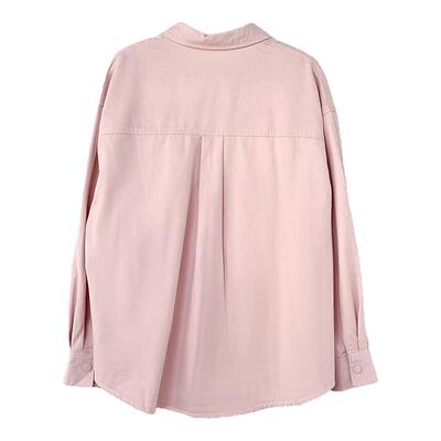 女装翻领配背心条纹拼接宽松衬衫