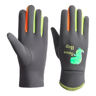 2025冬季新款保暖儿童手套小恐龙防滑五指户外运动防寒手套宝宝冬