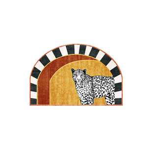 轻奢半圆进门地垫家用入户门口脚踏垫美式门厅垫门前浴室橙色地毯