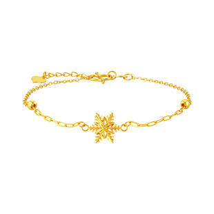 周大生黄金雪花手链足金雪花金珠手链手饰送女友老婆妈妈节日礼物