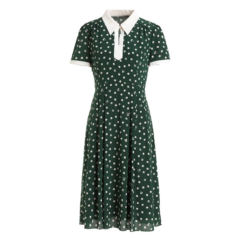 夏季真丝连衣裙拼色减龄通勤百搭