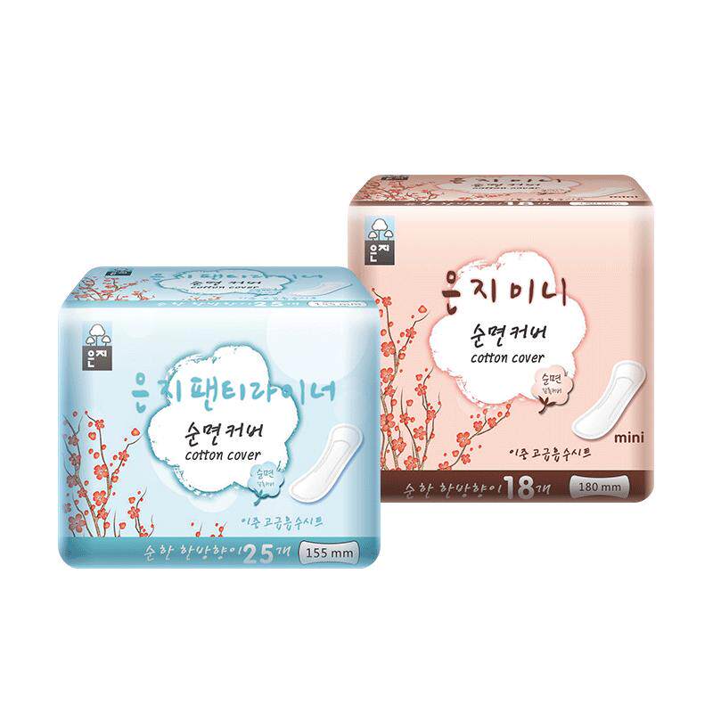 迷你巾加护垫恩芝卫生巾韩国进口迷你巾护垫组合2包