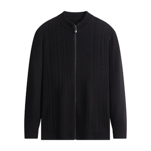 杉杉男士新款纯绵羊毛针织开衫秋冬线衣内搭爸爸上衣打底保暖外套