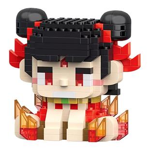 哪吒敖丙积木diy周边公仔微小颗粒模型儿童益智拼装玩具桌面摆件