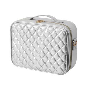 OBOX带镜子化妆包高端时尚银色高智风超火手提便携化妆品分区收纳